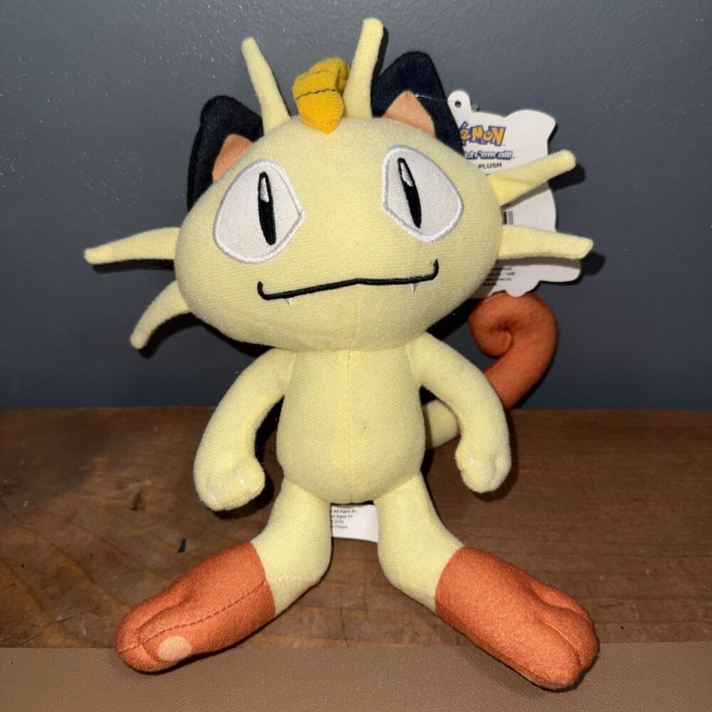2020 Pokemon Meowth Plush 9” The Toy Factory Pokedoll Cat Team Small Spot Front